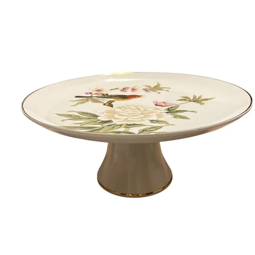 RARE VINTAGE SHAFFORD JAPAN CAKE STAND Chinese Garden Bird FAST SHIPPING 3040-35